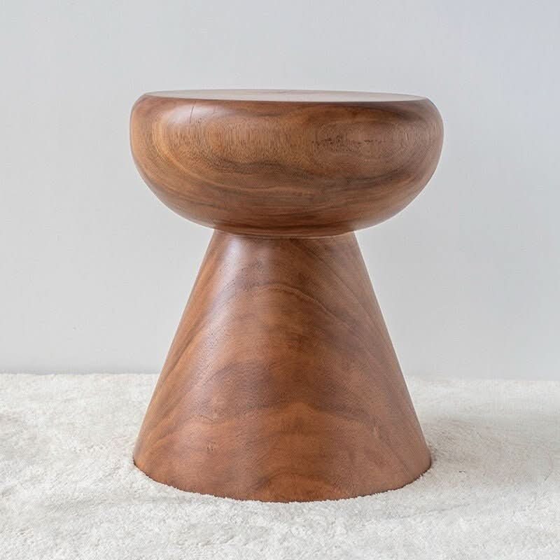 South American Walnut Solid Wood Stool on white rug